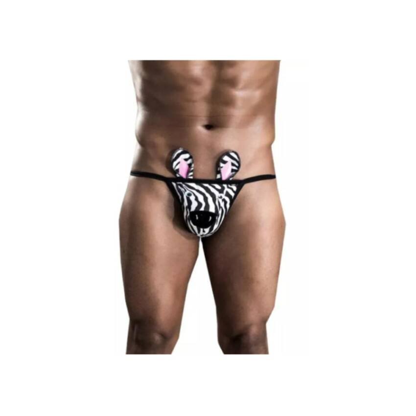 Calzoncillo de Cebra para Hombre Disfraz Tanga Erótica Sexy - Negro - Tamaño Único - Imagen 2