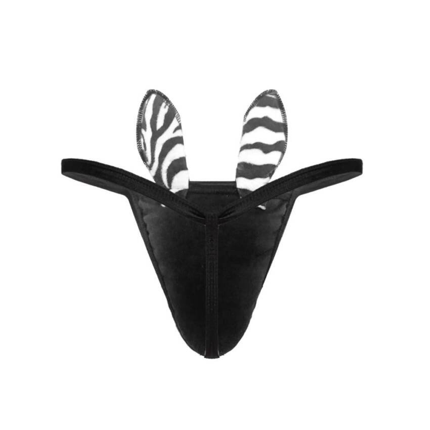 Calzoncillo de Cebra para Hombre Disfraz Tanga Erótica Sexy - Negro - Tamaño Único - Imagen 5