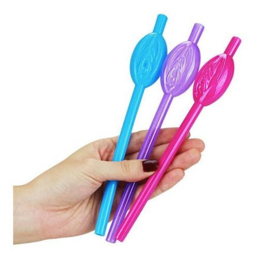 Bombillas , Pitillos , Sorbetes Forma De Vagina Set 9 Pzas - Imagen 3