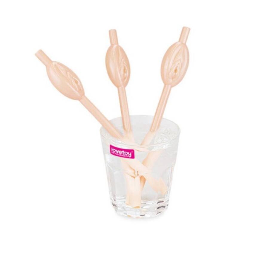 Bombillas , Pitillos , Sorbetes Forma De Vagina Set 9 Pzas - Imagen 2