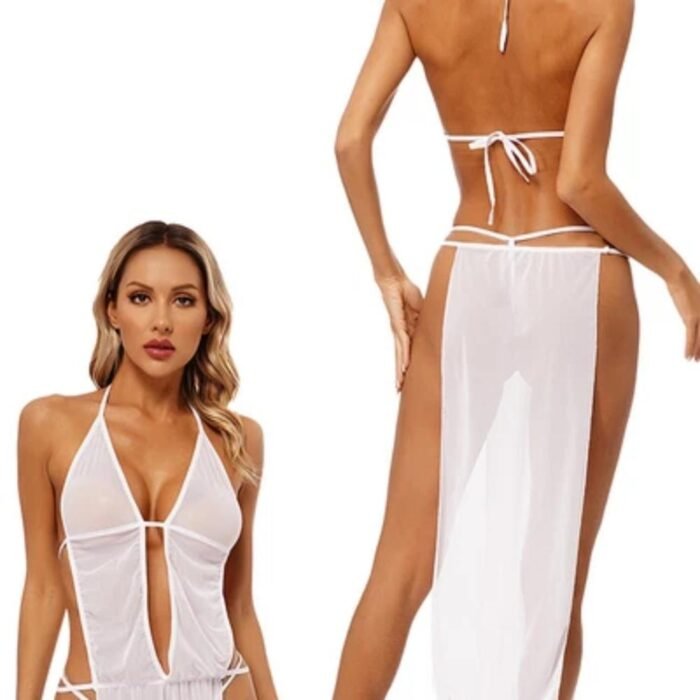 Camison Lenceria Erotica Transparentede Malla Pecho Desnudo - Imagen 13