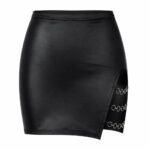 Falda Ecocuero Tiro Alto Abertura Cadena Fashion 2023 - Imagen 4