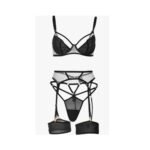 Conjunto de lencería Sexy brasier bragas liguero Erótico - Imagen 4