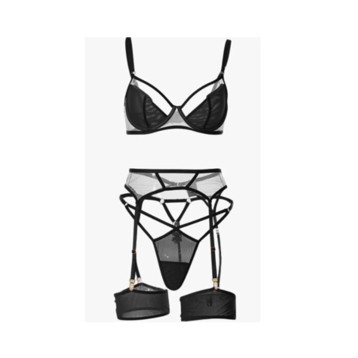 Conjunto de lencería Sexy brasier bragas liguero Erótico - Imagen 4