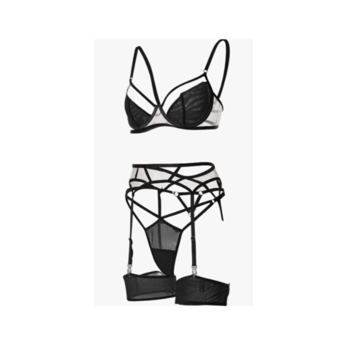 Conjunto de lencería Sexy brasier bragas liguero Erótico - Imagen 6
