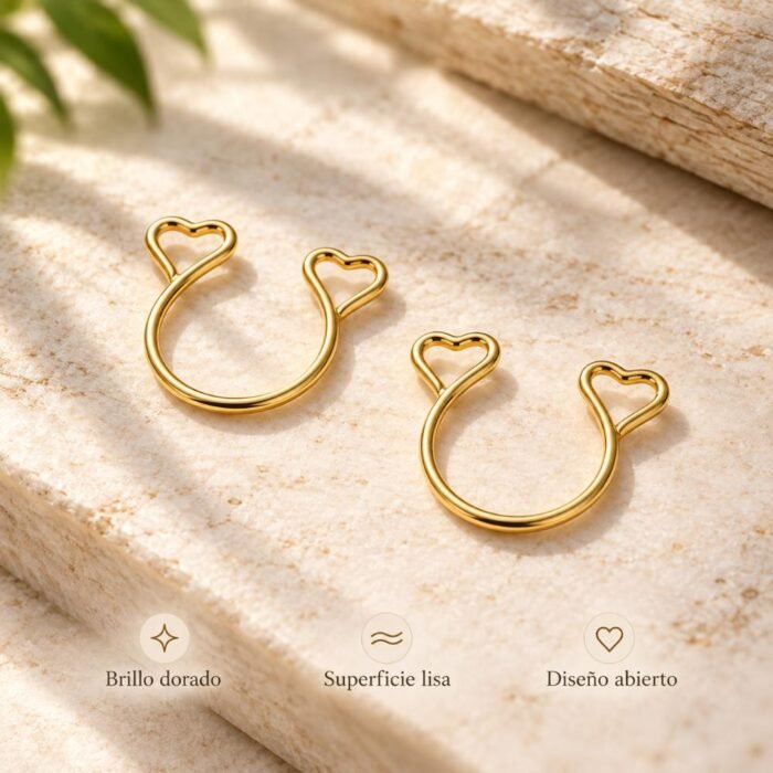 Piercing Falso A Presión Con Corazones Sin Perforar - Imagen 3