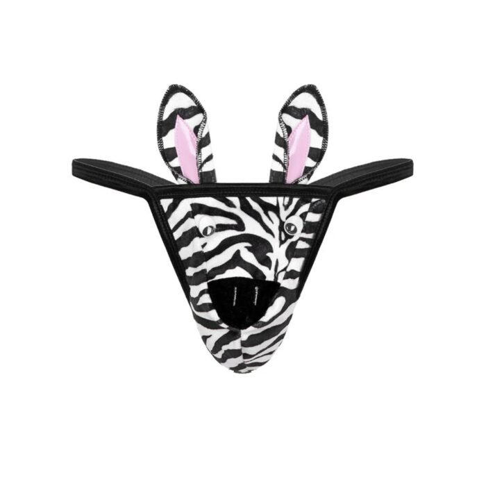 Calzoncillo de Cebra para Hombre Disfraz Tanga Erótica Sexy - Negro - Tamaño Único - Imagen 3