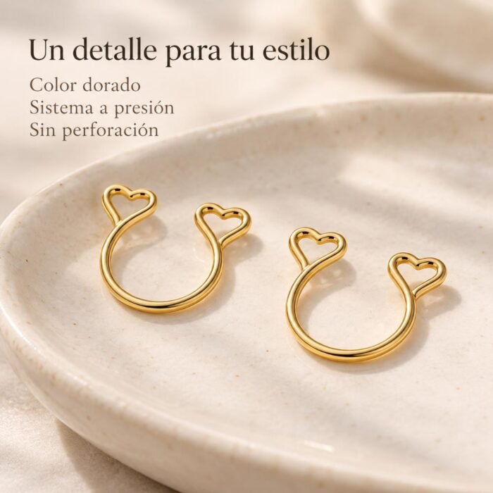 Piercing Falso A Presión Con Corazones Sin Perforar - Imagen 2