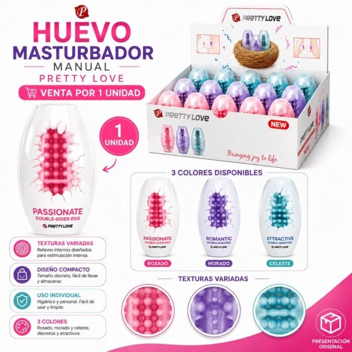 Huevo Masturbador Manual Pretty Love Texturizado - Imagen 6