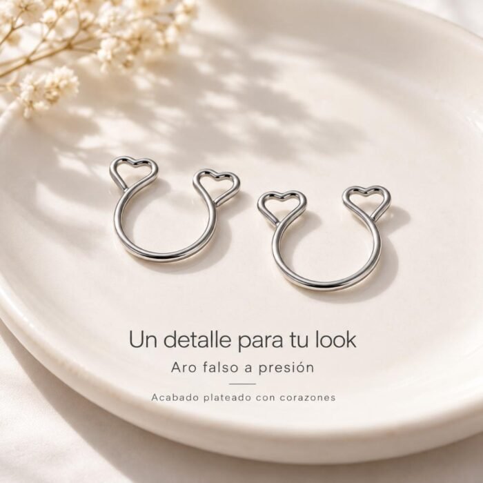 Piercing Falso A Presión Con Corazones Sin Perforar - Imagen 7