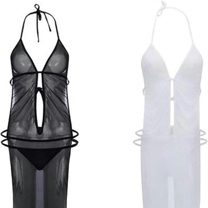 Camison Lenceria Erotica Transparentede Malla Pecho Desnudo - Imagen 12