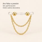Piercing Falso A Presión Con Doble Cadena Sin Perforación - Imagen 10