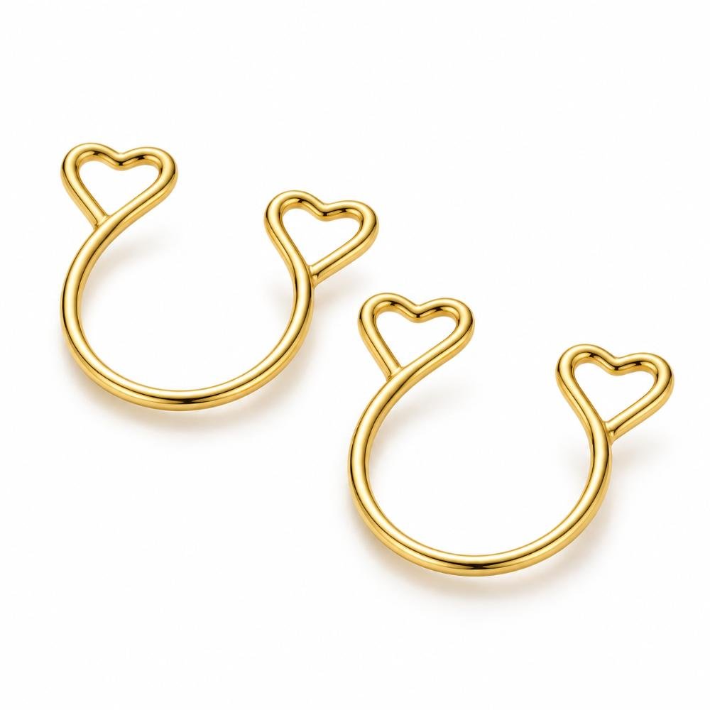 anymarket-9ecff469-1022-44ea-84b7-2e039c7078d4.jpg Piercing Falso A Presión Con Corazones Sin Perforar - Imagen 1