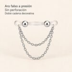 Piercing Falso A Presión Con Doble Cadena Sin Perforación - Imagen 5