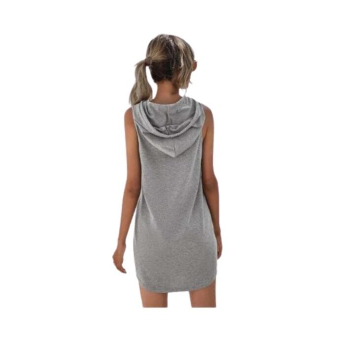 Vestido Deportivo Corto Suelto Sin Manga Con Capucha Verano - Imagen 4