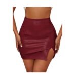 Falda Cuero Con Abertura Pierna Tiro Alto Sin Costura - Imagen 4