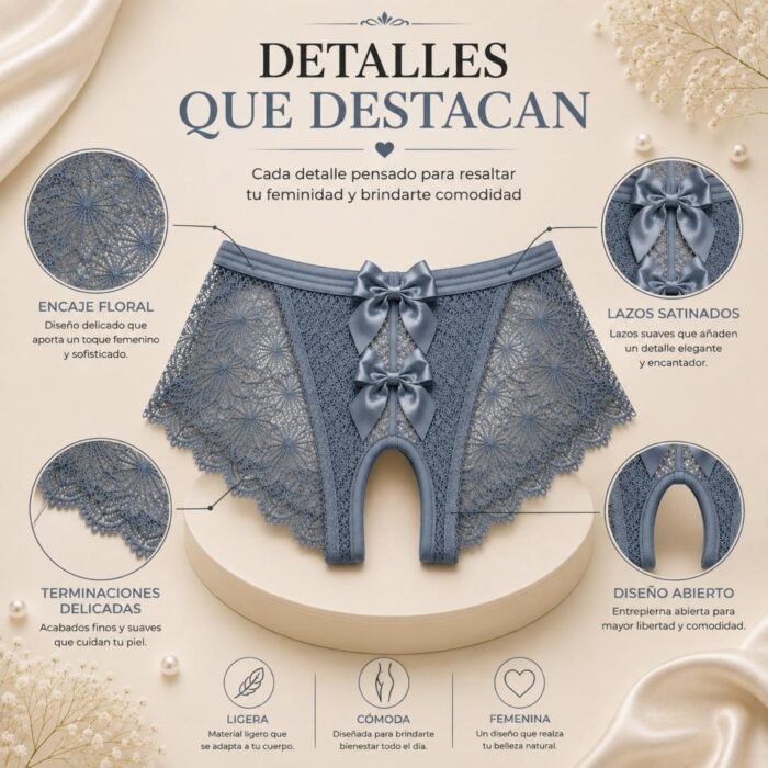 Calzones Sexy  Abiertos Lencería Encaje Bragas - Imagen 19