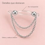 Piercing Falso A Presión Con Doble Cadena Sin Perforación - Imagen 4