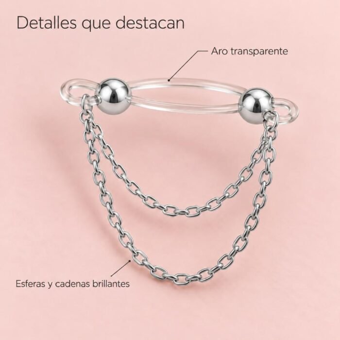Piercing Falso A Presión Con Doble Cadena Sin Perforación - Imagen 4