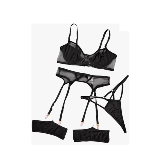 Conjunto de lencería Sexy brasier bragas liguero Erótico - Imagen 5