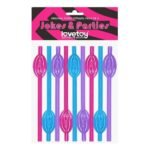 Bombillas , Pitillos , Sorbetes Forma De Vagina Set 9 Pzas