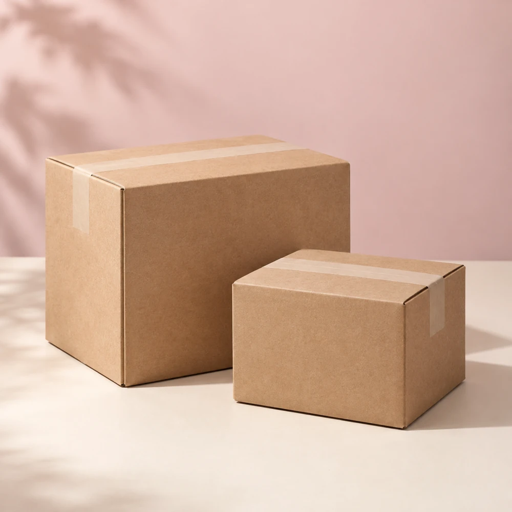Cajas de embalaje cerradas y discretas, sin marcas ni información sobre su contenido