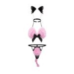 Lenceria Sexy Gatica Rosa - Con Peluzas, Orejitas y Collar