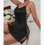 Lencería Vestido Satén Erótico - Elegante con Cordón Lateral