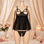 Lencería Vestido Senos Libres Tanga Abierta - Elegancia y Sensualidad