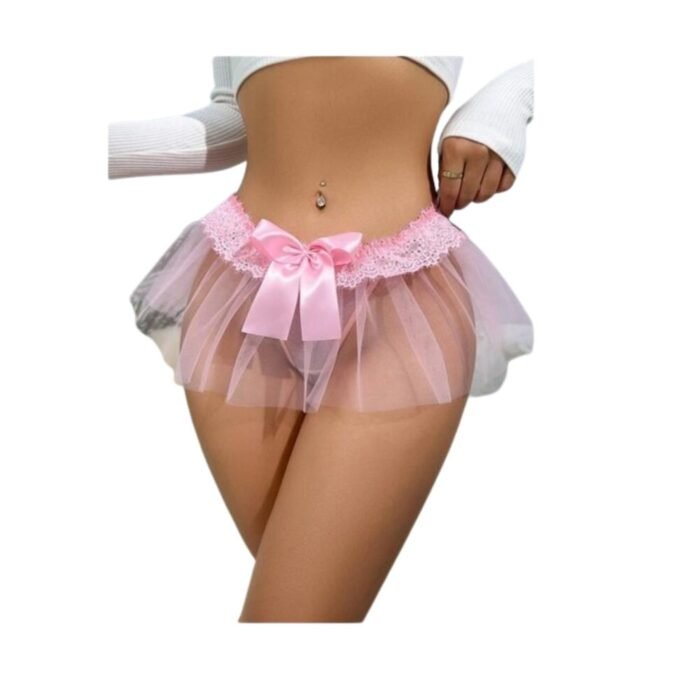 Lenceria Sexy Rosa Colales - Tangas con Malla en Contraste - Imagen 4