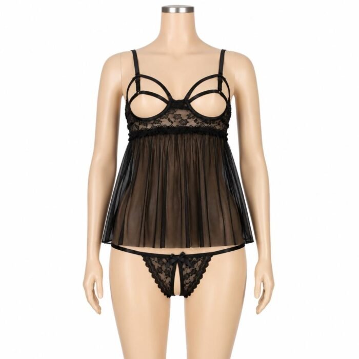 Lencería Vestido Senos Libres Tanga Abierta - Elegancia y Sensualidad - Imagen 2