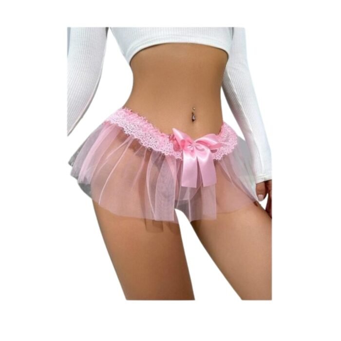 Lenceria Sexy Rosa Colales - Tangas con Malla en Contraste - Imagen 5