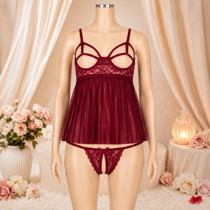 Lencería Vestido Senos Libres Tanga Abierta - Elegancia y Sensualidad - Imagen 3