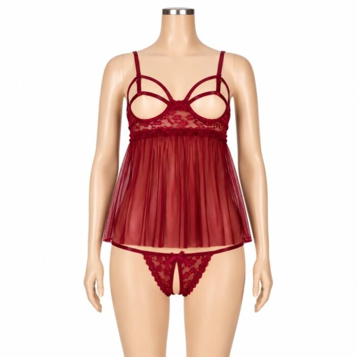 Lencería Vestido Senos Libres Tanga Abierta - Elegancia y Sensualidad - Imagen 4