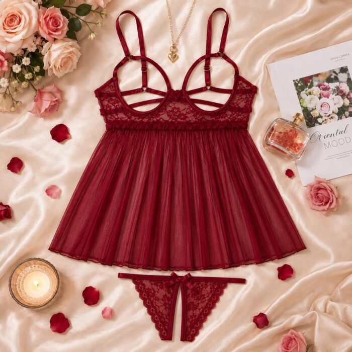 Lencería Vestido Senos Libres Tanga Abierta - Elegancia y Sensualidad - Imagen 5