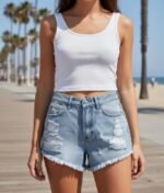 Short Jeans Mujer Mezclilla Denim Tiro Alto Excelente Horma - Imagen 5