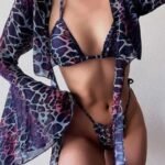 Traje Baño Bikini Corte Alto Leopardo - Estilo Brasileño 3 Pzas