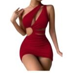 Vestido Hombro Cruzado Elegantes - Escote Lateral Sirena Musculosa