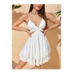 Vestido casual escote lateral - Algodón strapless para mujer - Imagen 4