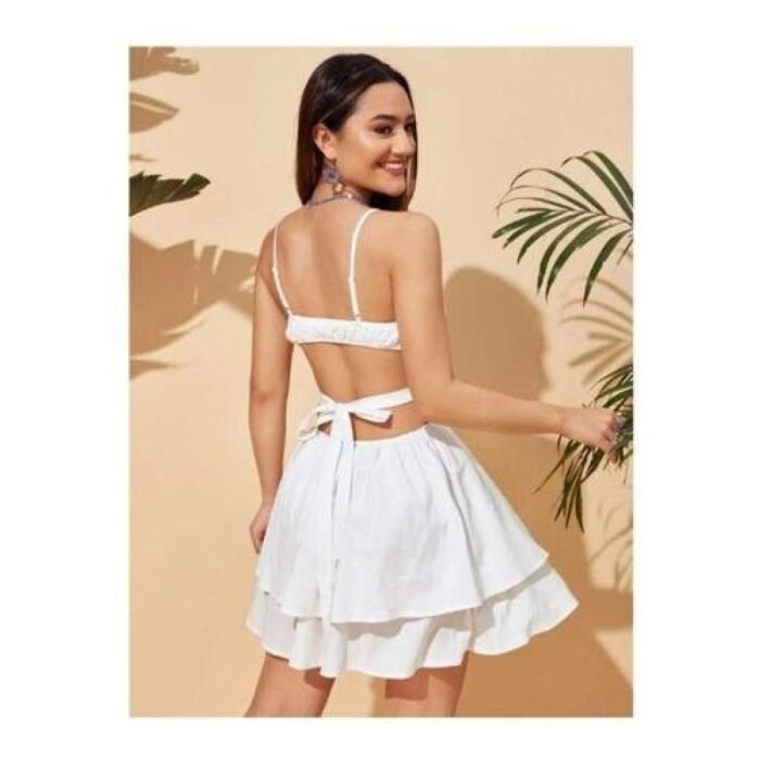 Vestido casual escote lateral - Algodón strapless para mujer - Imagen 6