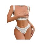 Lencería Sexy Encaje Aros 2 Piezas - Elegante Conjunto Blanco con Tanga