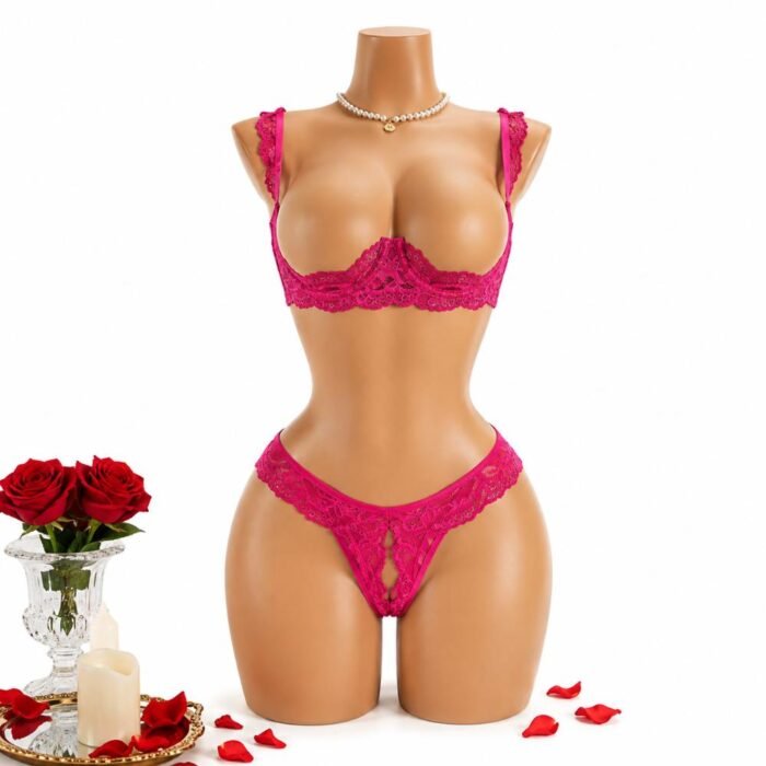 Lencería Sexy Encaje Aros 2 Piezas - Elegante Conjunto Blanco con Tanga - Imagen 7