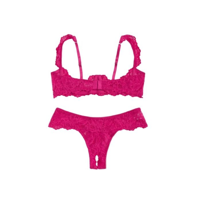 Lencería Sexy Encaje Aros 2 Piezas - Elegante Conjunto Blanco con Tanga - Imagen 10