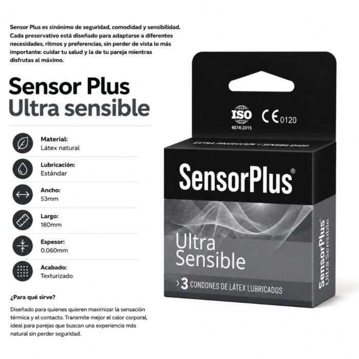 Preservativos Sensor Plus Látex Lubricados - Variantes para Sensaciones - Imagen 10