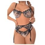 Set Lenceria Encaje Floral Negro - Elegancia y Sensualidad Atractiva - Imagen 2