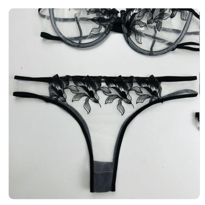Set Lenceria Encaje Floral Negro - Elegancia y Sensualidad Atractiva - Imagen 6