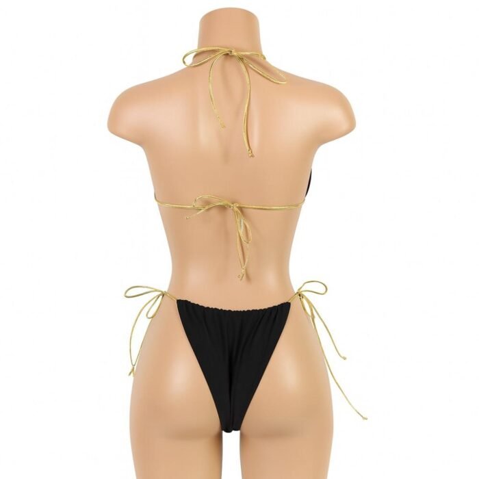 Traje Baño Corte Alto Tiras Doradas - Elegancia y Estilo Sexy - Imagen 4