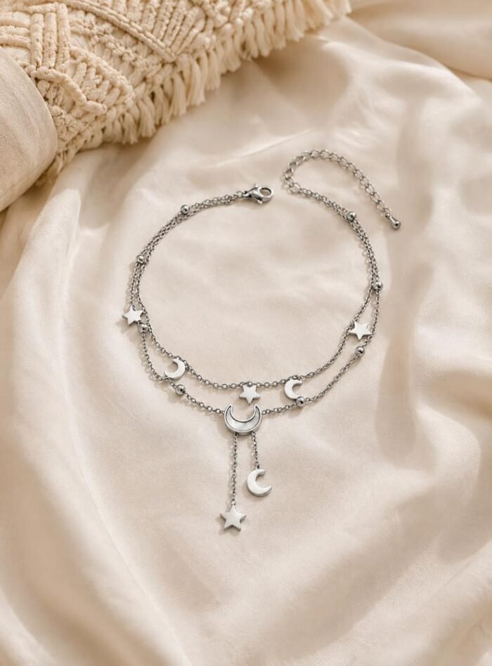 Tobillera Multicapa Luna Estrella Elegante - Diseño Versátil y Moderno - Imagen 9