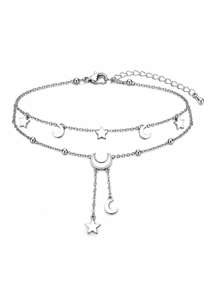 Tobillera Multicapa Luna Estrella Elegante - Diseño Versátil y Moderno - Imagen 11