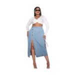 Falda Larga Jeans Mezclilla Tiro Alto - Estilo Clásico y Moderno